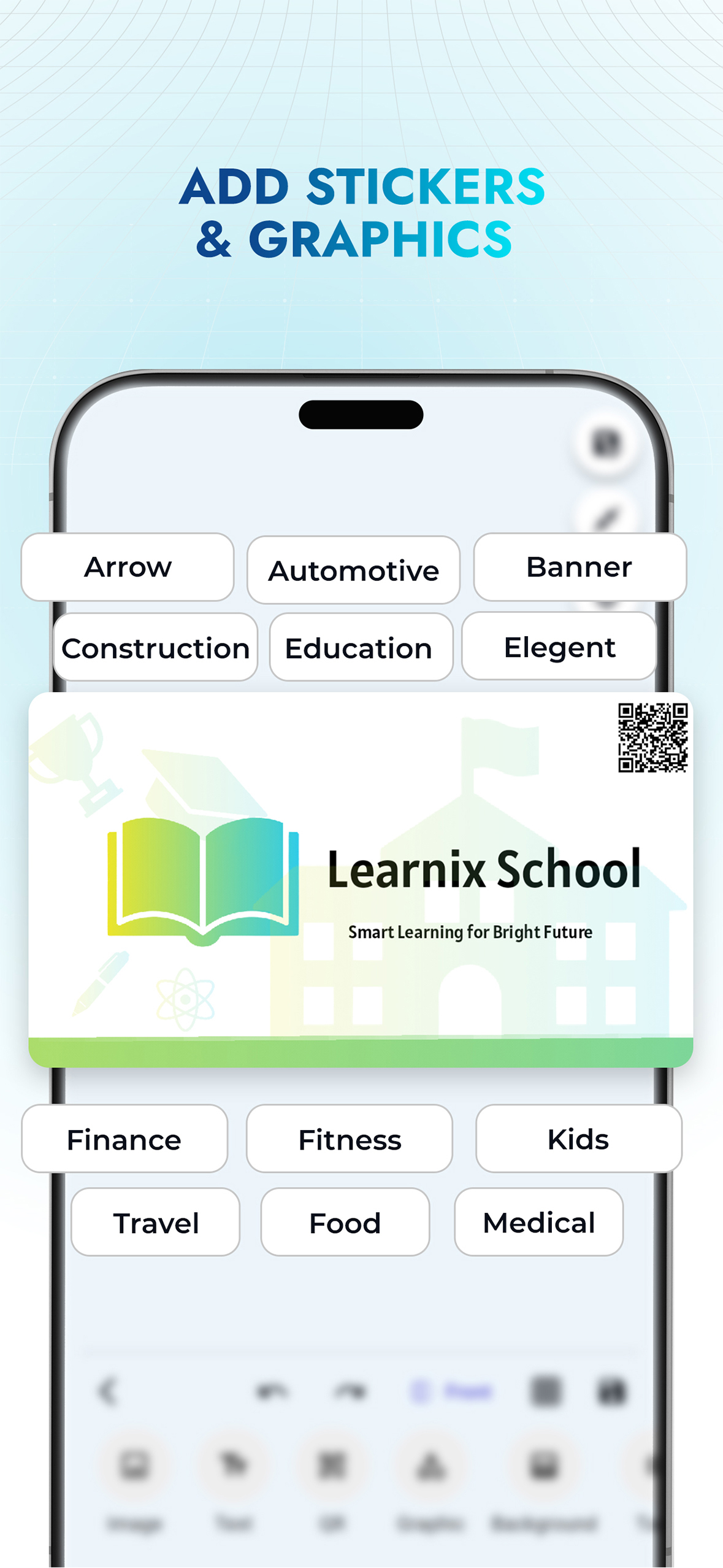 Business Card Folio QR code business card setup screen